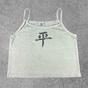 Earth Creations Hemp Organic Cotton Peace Kanji Y2K Cami Tank Top Womens Large